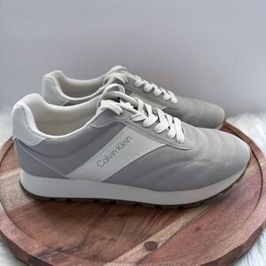 Calvin Klein Men's Low Top Sneakers Light Gray White Lace Up Size 11M